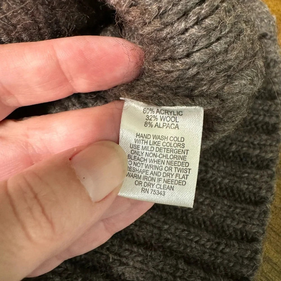 Aphorism Brown V Neck Tunic Length Short Sleeve Sweater Size Large Wool Alpaca - Picture 5 of 6